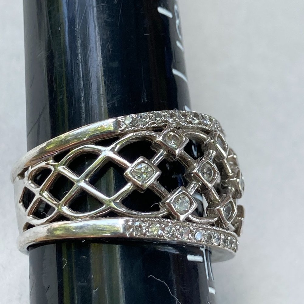 Sterling Silver Open Weave Statement Ring With Sm… - image 8